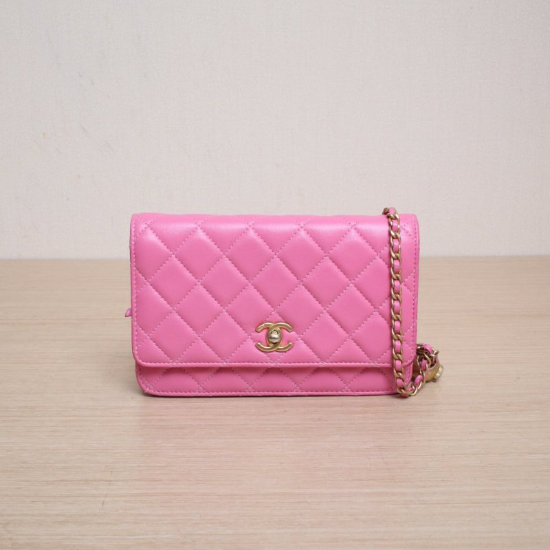 CHANEL(香奈兒) CF WOC 19cm 粉色 29開 金扣 金球調節扣肩帶-2