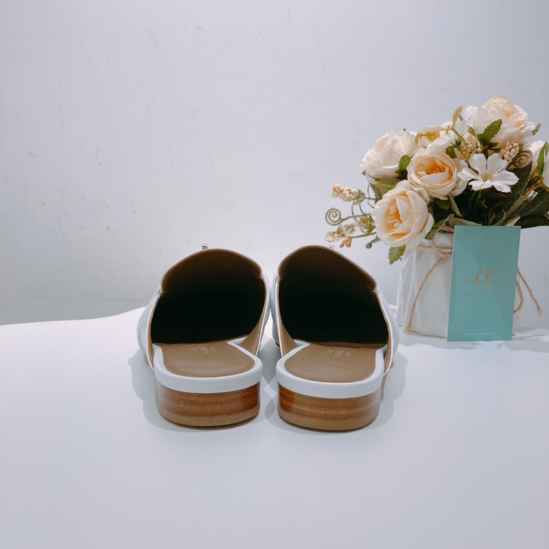 TW4404 Hermes 愛馬仕凱莉扣半拖 白色銀扣Oz mule 36.5 Blanc x PHW-2