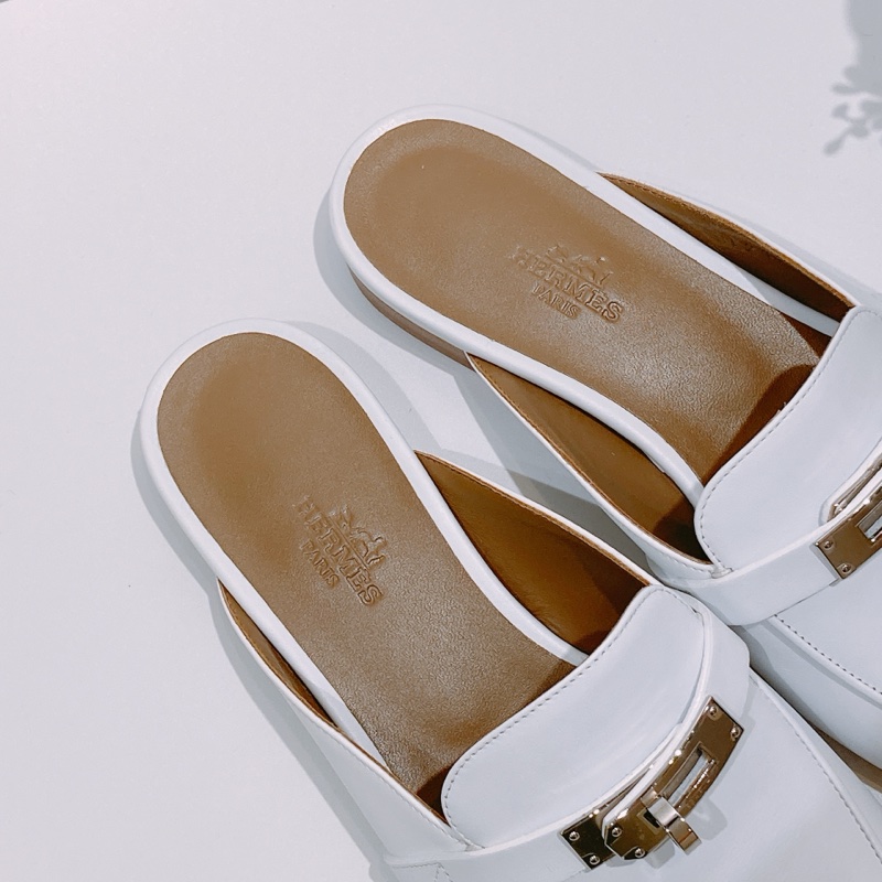 TW4404 Hermes 愛馬仕凱莉扣半拖 白色銀扣Oz mule 36.5 Blanc x PHW-6