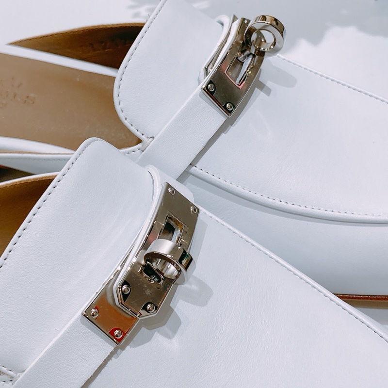 TW4404 Hermes 愛馬仕凱莉扣半拖 白色銀扣Oz mule 36.5 Blanc x PHW-7