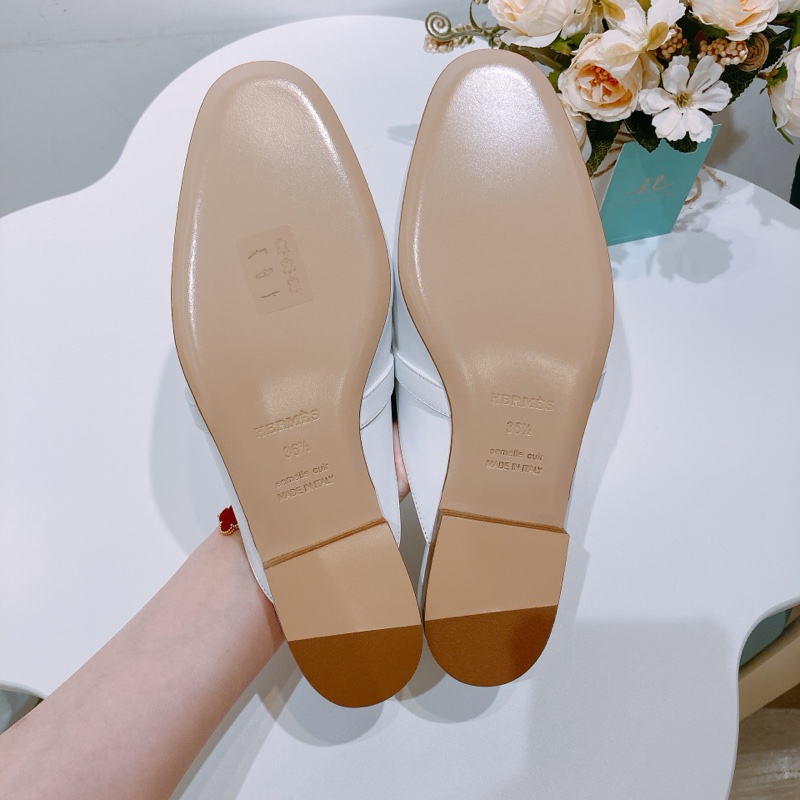 TW4404 Hermes 愛馬仕凱莉扣半拖 白色銀扣Oz mule 36.5 Blanc x PHW-9