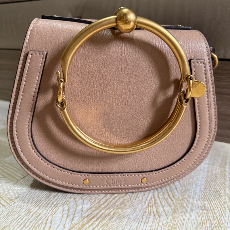 chloe 粉色手提斜背兩用包-0