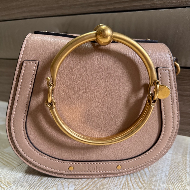 chloe 粉色手提斜背兩用包-5