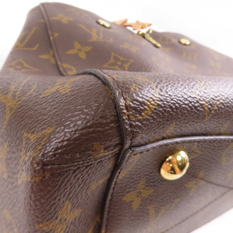 LOUIS VUITTON Monogram Montaigne BB金扣手挽肩背兩用袋棕色-5