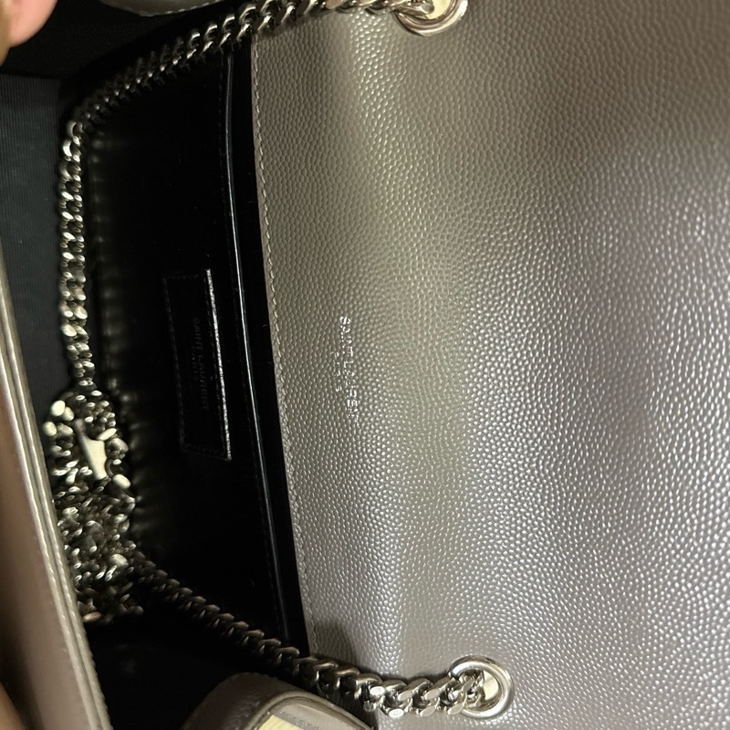 YSL 灰銀魚子醬鏈條包-3