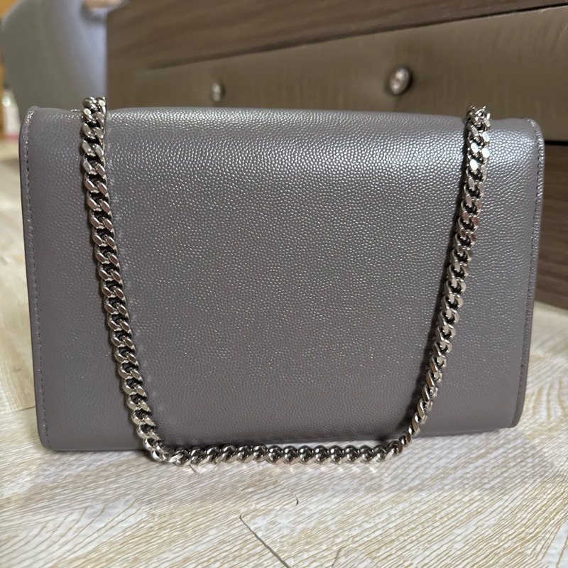 YSL 灰銀魚子醬鏈條包-6