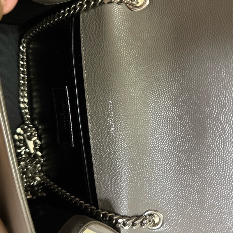 YSL 灰銀魚子醬鏈條包-8