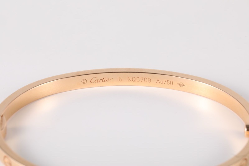 CARTIER(卡地亞) LOVE 18K金 窄版手鐲 18K玫瑰金 16號 玫瑰金-3