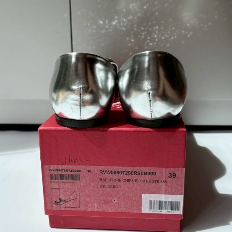 Roger Vivier 水鑽方框銀皮平底鞋-2