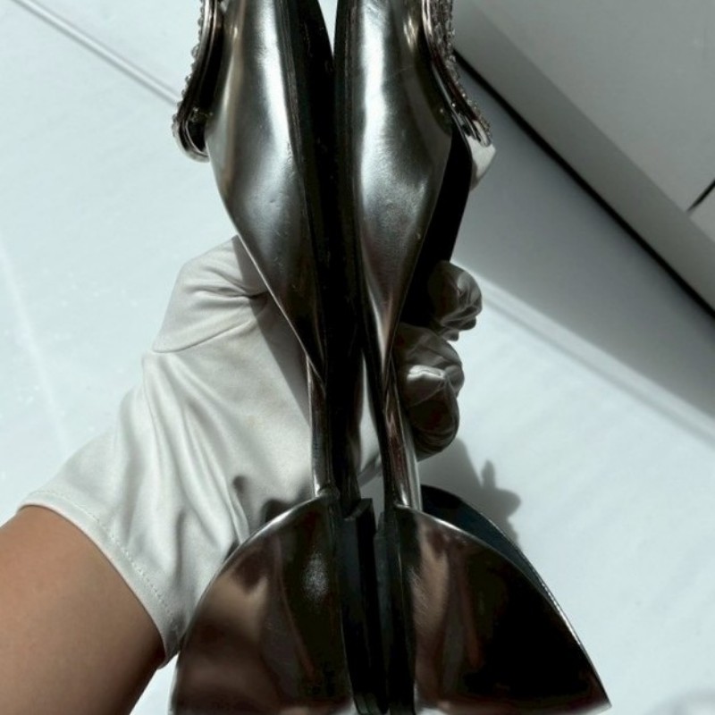 Roger Vivier 水鑽方框銀皮平底鞋-3