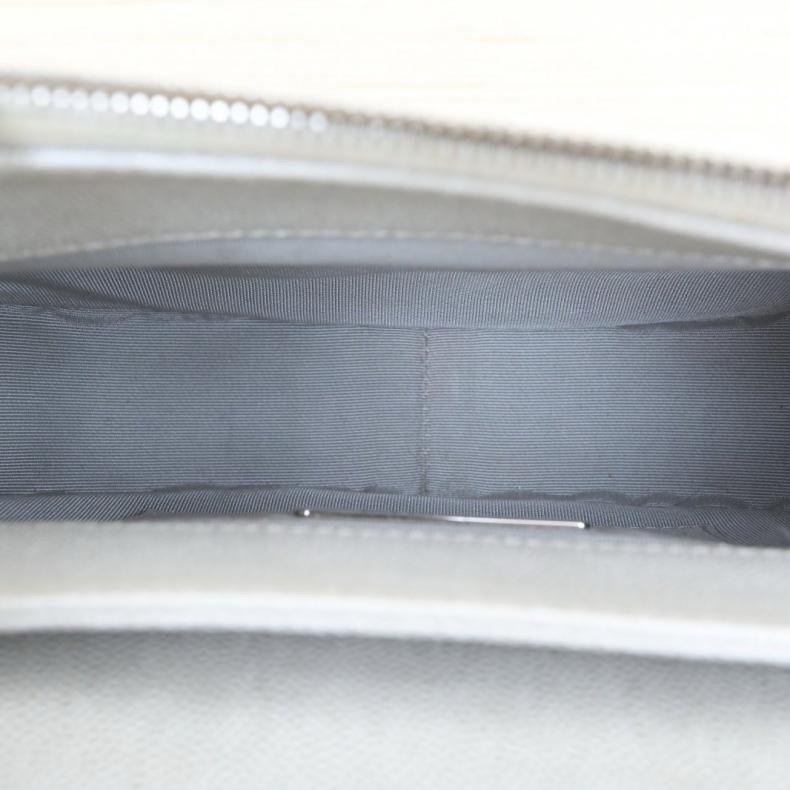 CHANEL(香奈兒) 古巴扣 菱格紋 單肩手提 郵差包 白色 荔枝 28開 銀扣-7