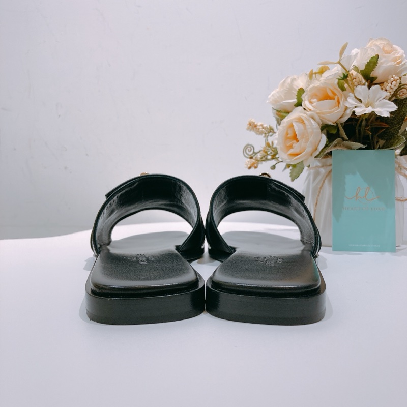 TW4406 Hermes 愛馬仕凱莉扣平底拖 黑金Giulia Sandal 37 Noir x GHW-2