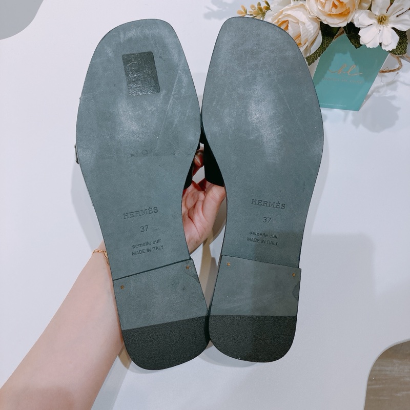 TW4406 Hermes 愛馬仕凱莉扣平底拖 黑金Giulia Sandal 37 Noir x GHW-8