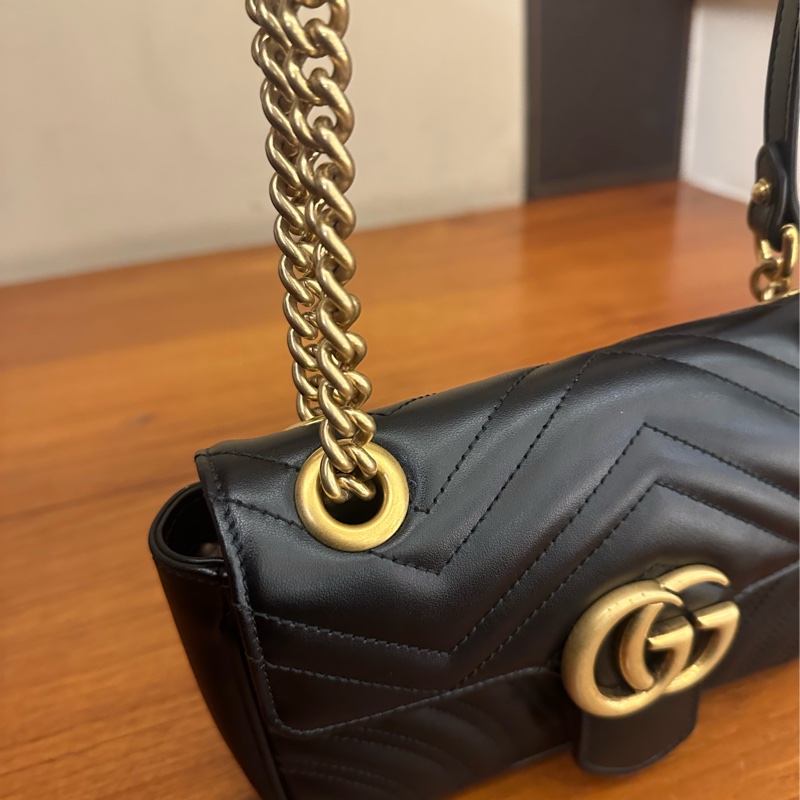 GUCCI 黑MARMONT掀蓋鏈包22-3
