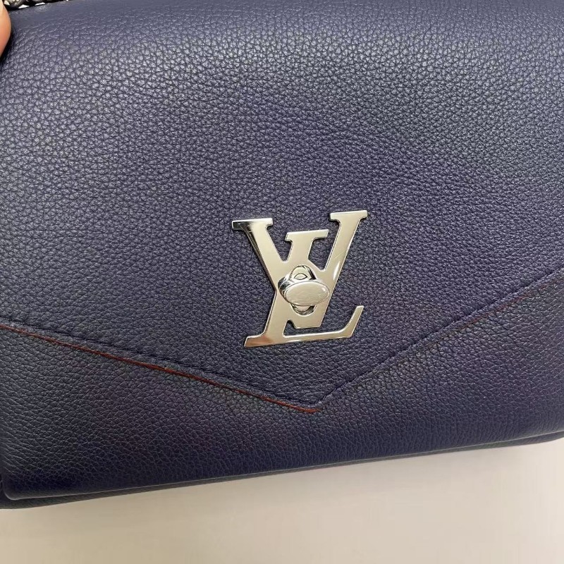 LV路易威登Mylockme BB深藍色牛皮肩背包斜背包-8