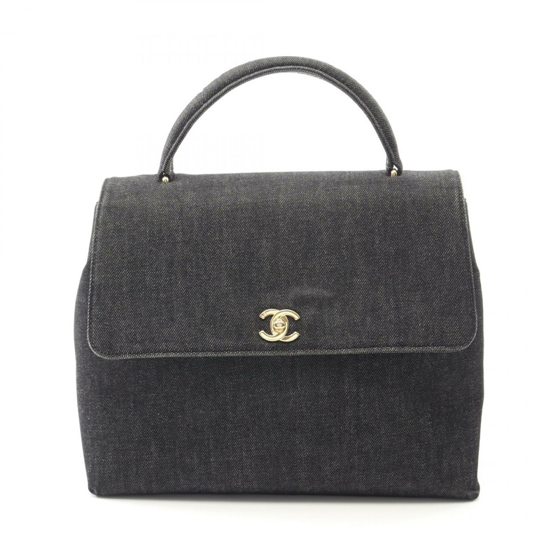 CHANEL COCO Mark 手提包 牛仔布 灰色 二手 女款 GHW CC-0