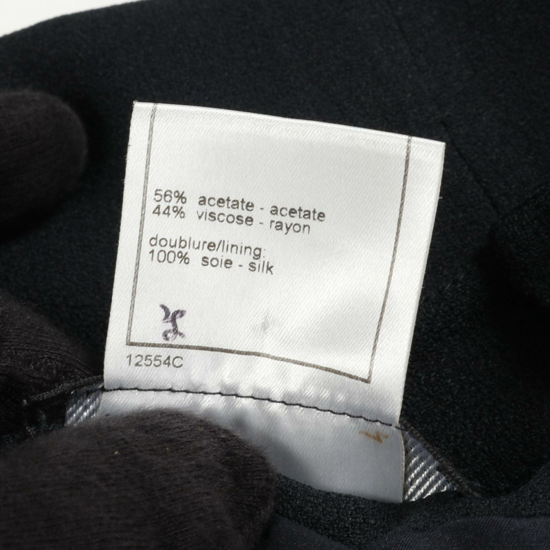 香奈兒山茶花紐扣半身裙 P18923V10849 人造絲醋酸纖維 海軍藍 二手 女士 #38 COCO-3