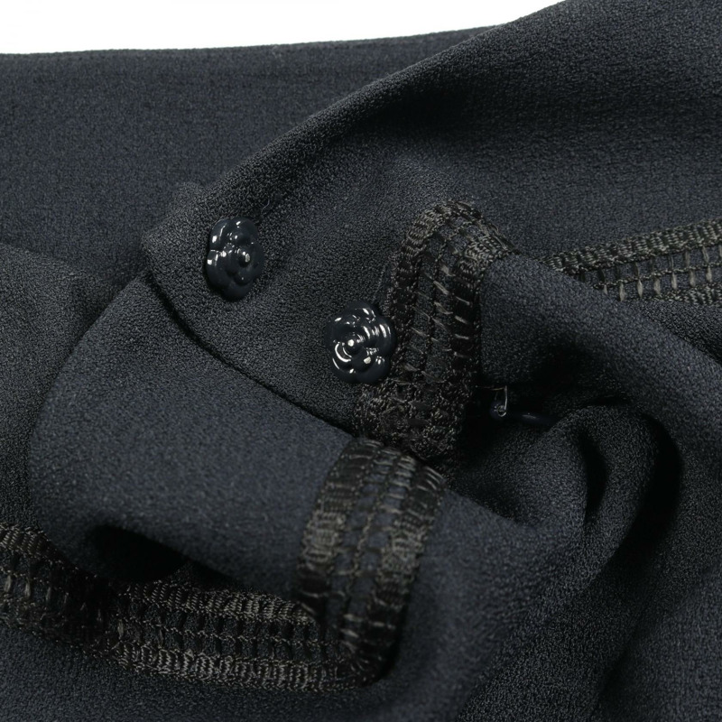 香奈兒山茶花紐扣半身裙 P18923V10849 人造絲醋酸纖維 海軍藍 二手 女士 #38 COCO-6