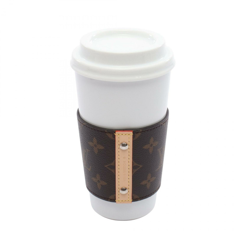 LOUIS VUITTON 杯 路易餐具 GI0838 字母組合帆布陶器 白色 棕色-1