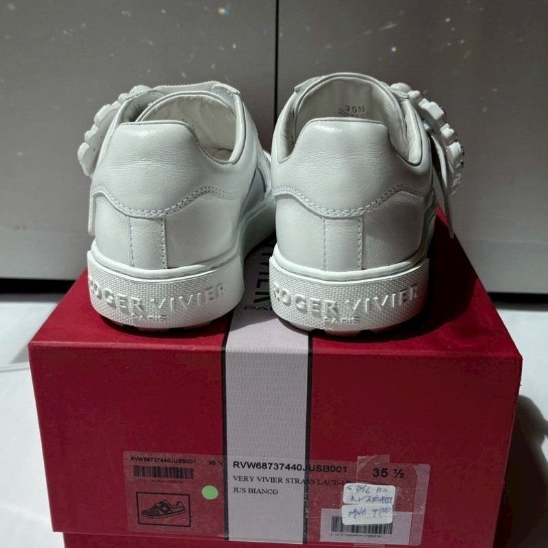 Roger Vivier 方水鑽皮革小白鞋-2