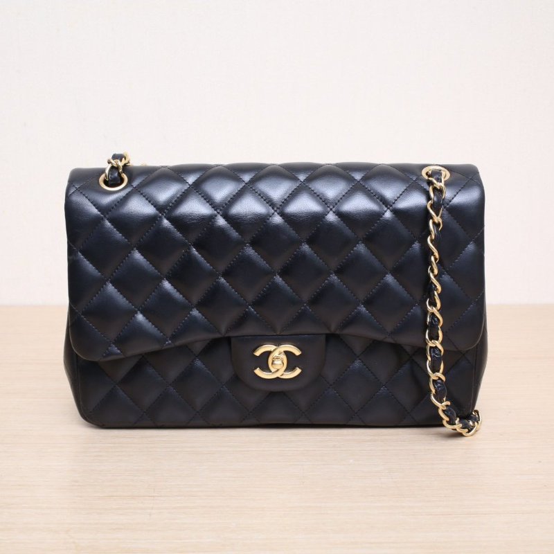 CHANEL(香奈兒) CF 口蓋包 JUMBO 30cm 黑色 15開 金扣-2