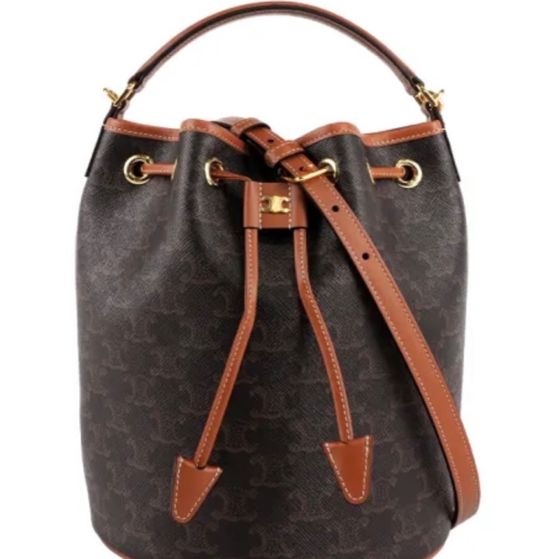 Celine 新款Clara 老花抽繩水桶包小號 全新正品 #celine水桶包 #黃褐色 #現貨在台 #超難搶尺寸-0