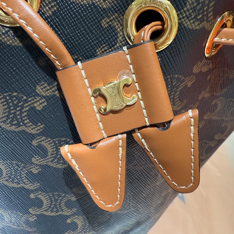 Celine 新款Clara 老花抽繩水桶包小號 全新正品 #celine水桶包 #黃褐色 #現貨在台 #超難搶尺寸-2