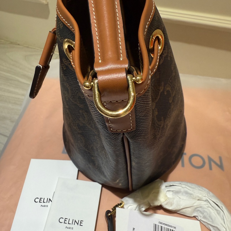 Celine 新款Clara 老花抽繩水桶包小號 全新正品 #celine水桶包 #黃褐色 #現貨在台 #超難搶尺寸-13