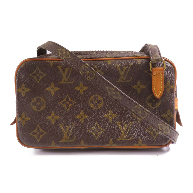 LOUIS VUITTON Monogram Marly Bandouliere金扣肩背袋棕色-0
