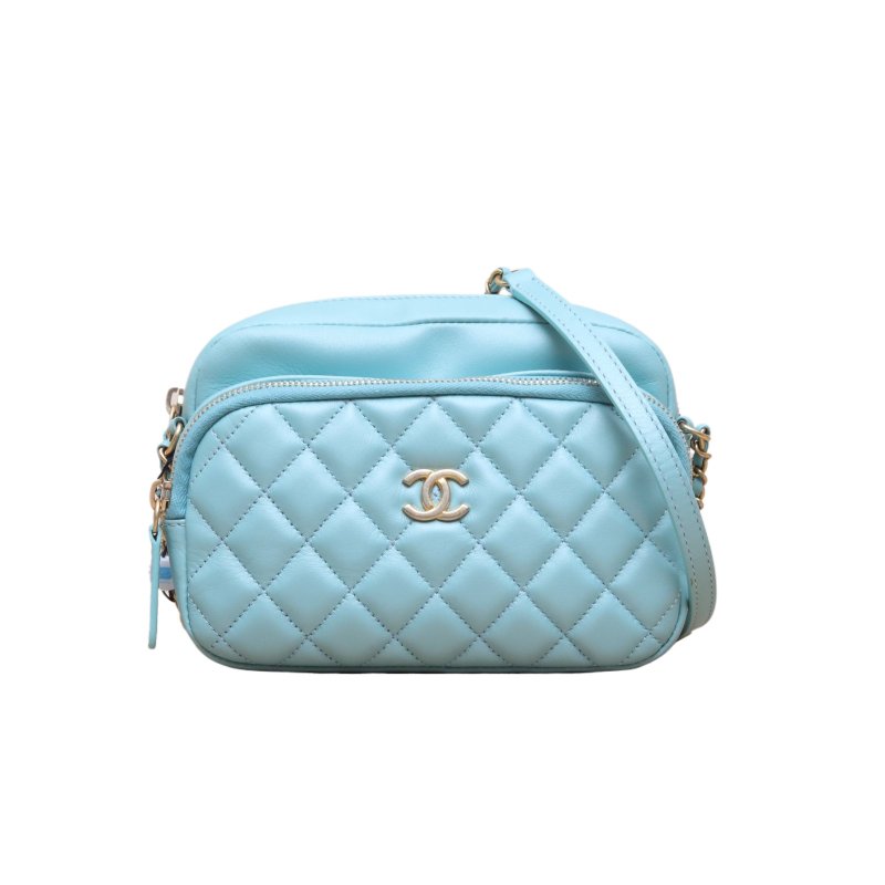 CHANEL(香奈兒) 薄荷綠 29開 金扣 季節款 雙層相機包 斜挎包-0