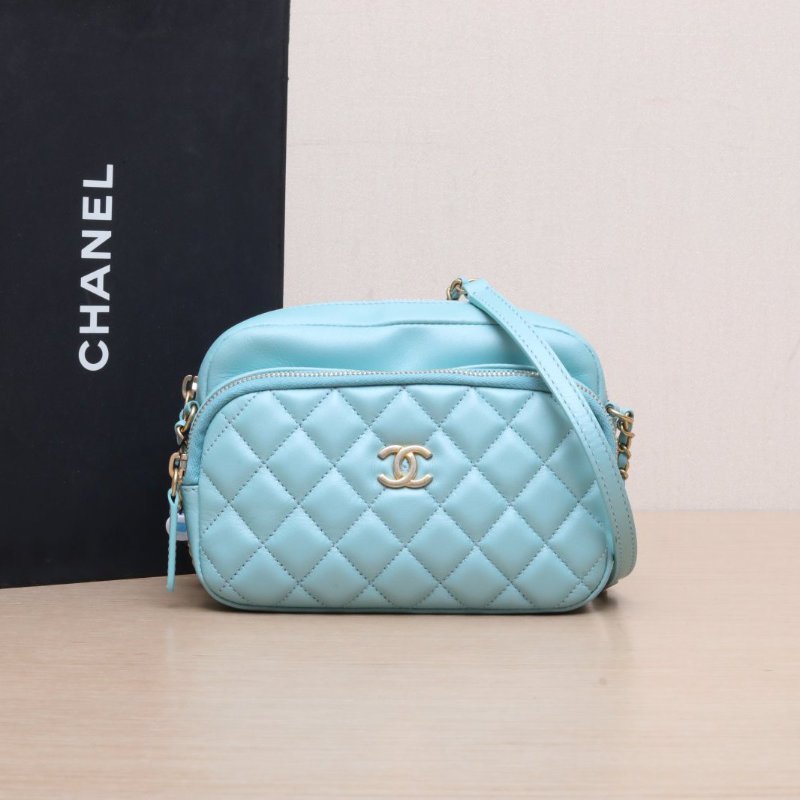 CHANEL(香奈兒) 薄荷綠 29開 金扣 季節款 雙層相機包 斜挎包-1