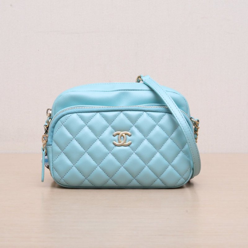 CHANEL(香奈兒) 薄荷綠 29開 金扣 季節款 雙層相機包 斜挎包-2