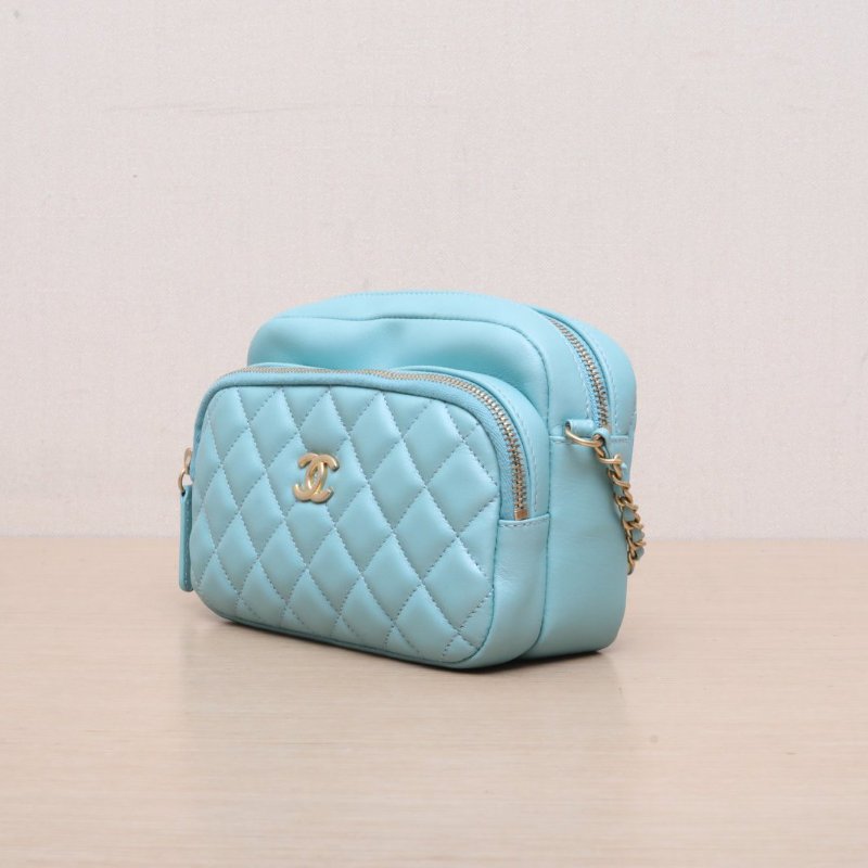 CHANEL(香奈兒) 薄荷綠 29開 金扣 季節款 雙層相機包 斜挎包-3
