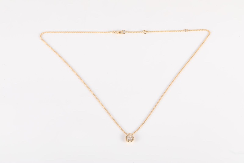 Boucheron(寶詩龍)18K黃金 鑽石 黃金 波西米亞水滴項鏈 W96498 18K-5