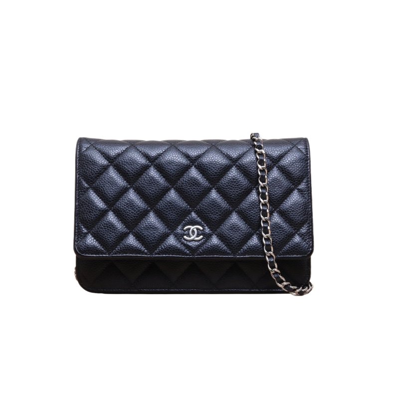 CHANEL(香奈兒) CF WOC 19cm 黑色 荔枝 30開 銀扣-0