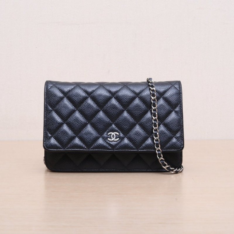 CHANEL(香奈兒) CF WOC 19cm 黑色 荔枝 30開 銀扣-2