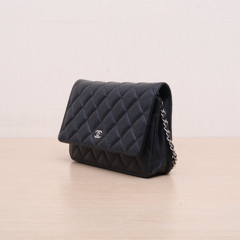 CHANEL(香奈兒) CF WOC 19cm 黑色 荔枝 30開 銀扣-3