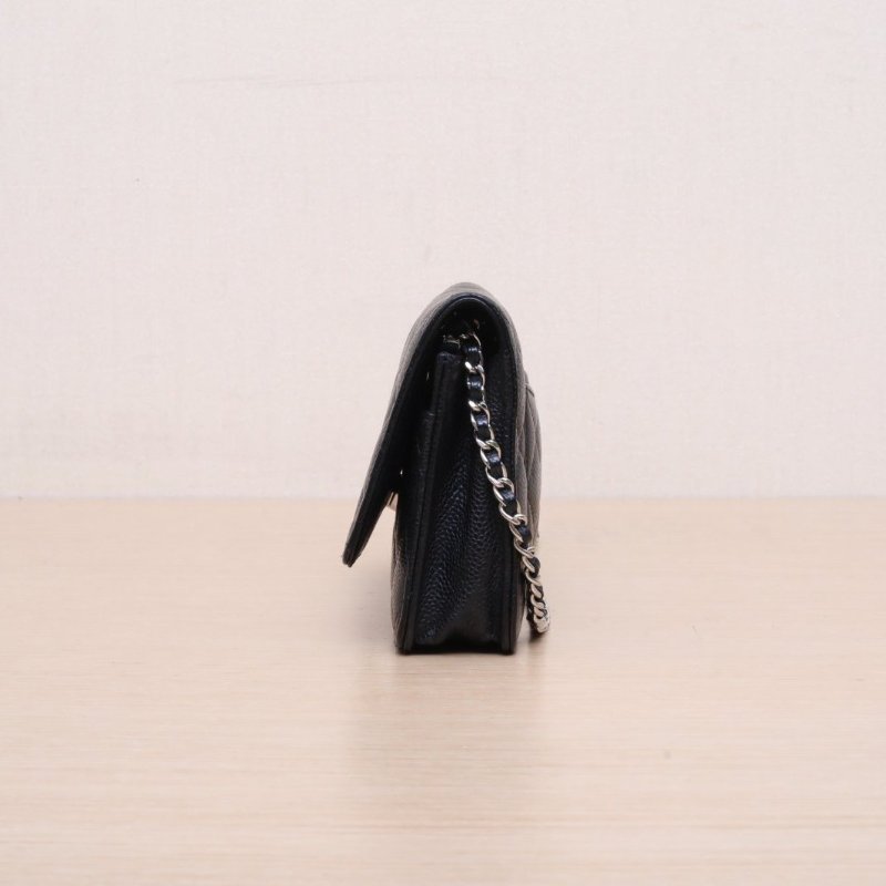 CHANEL(香奈兒) CF WOC 19cm 黑色 荔枝 30開 銀扣-4