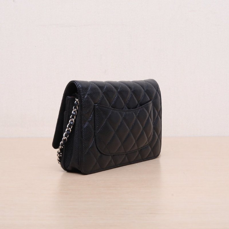 CHANEL(香奈兒) CF WOC 19cm 黑色 荔枝 30開 銀扣-5