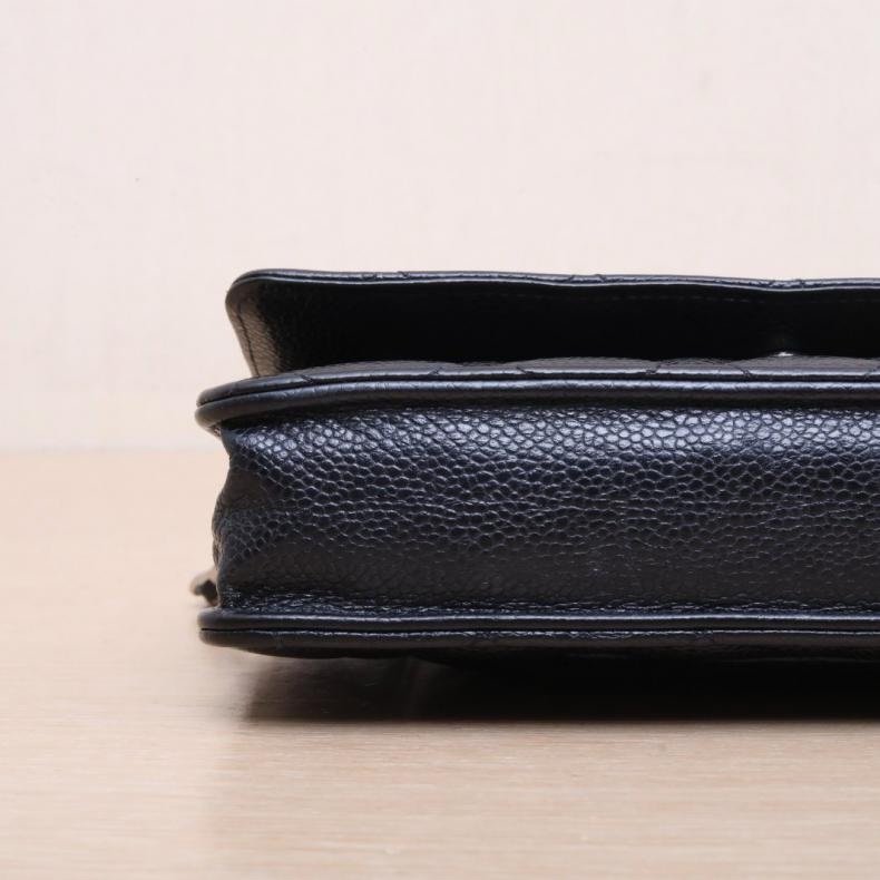 CHANEL(香奈兒) CF WOC 19cm 黑色 荔枝 30開 銀扣-6