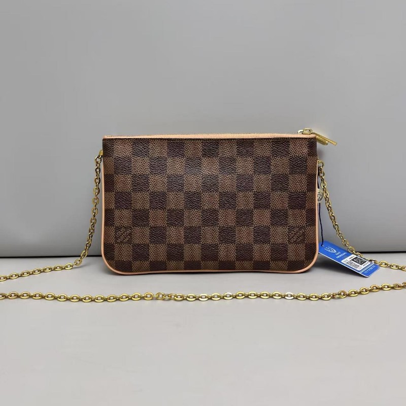 LV路易威登 Double棕棋盤格雙層鏈條信封包-1