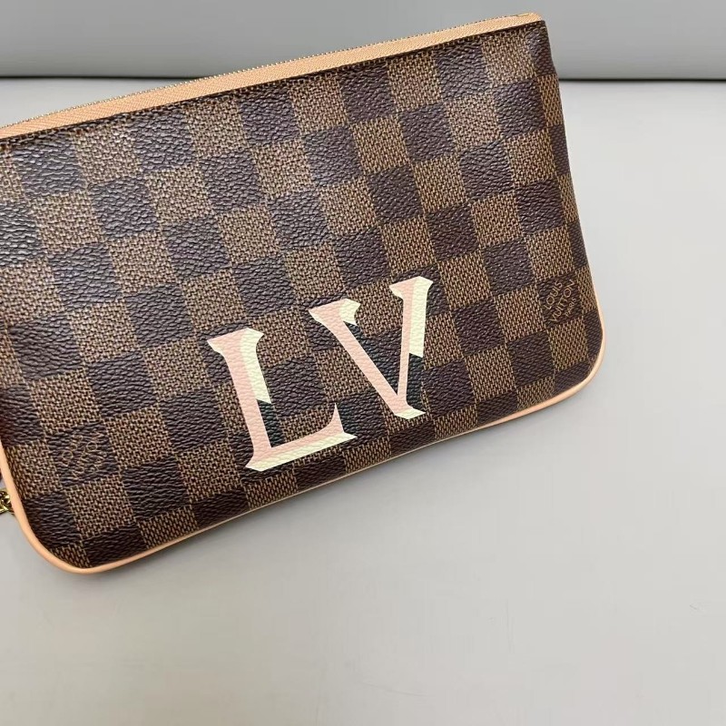 LV路易威登 Double棕棋盤格雙層鏈條信封包-2