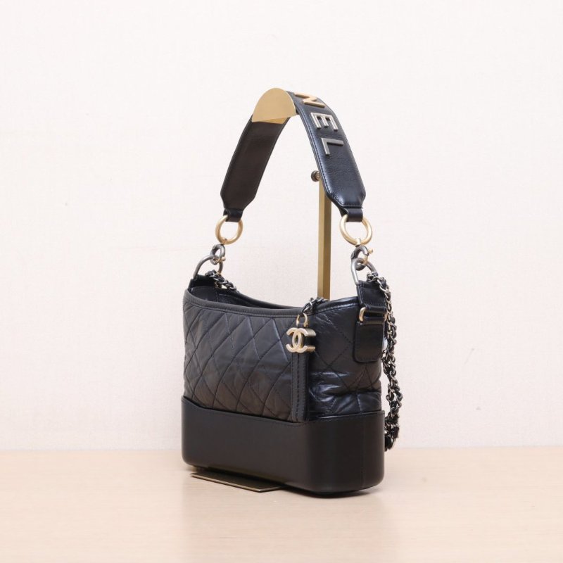 CHANEL(香奈兒) GABRIELLE 流浪 新中號 26cm 黑色 29開 金銀扣 寬LOGO手提-3