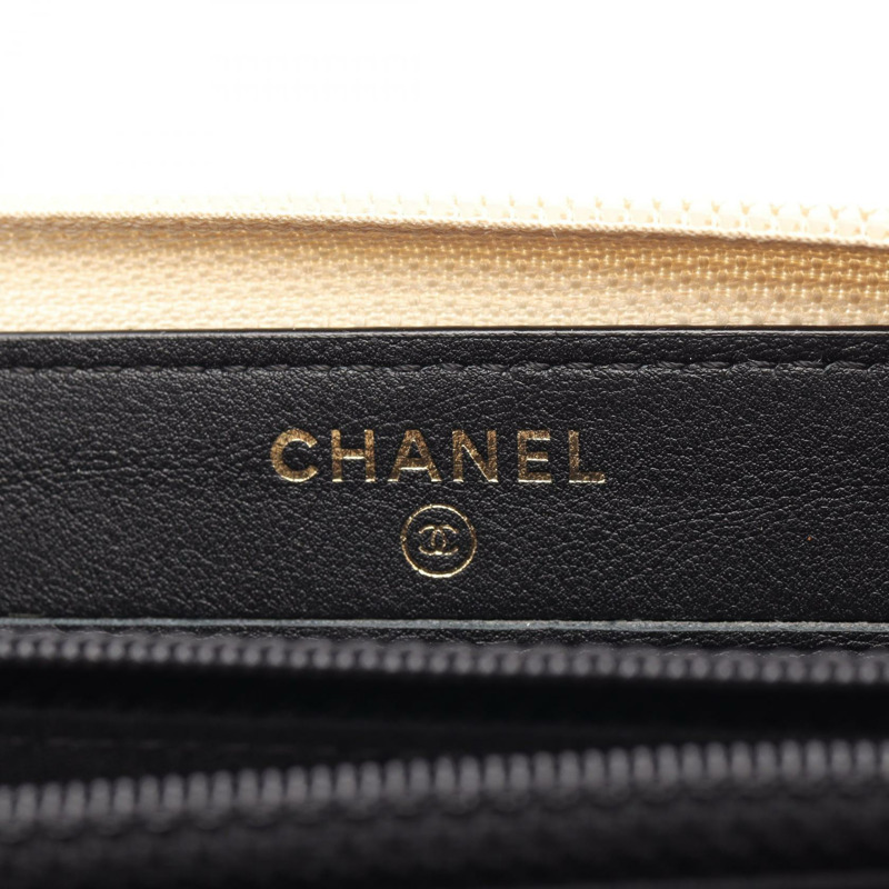 CHANEL Boy chanel 圓形皮夾 皮革 黑色 二手 女款 GHW COCO CC-3