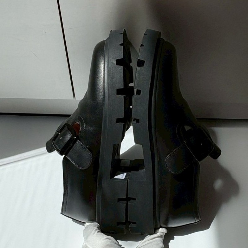 Maison Margiela 黑皮圓頭休閒鞋 麵包鞋-2