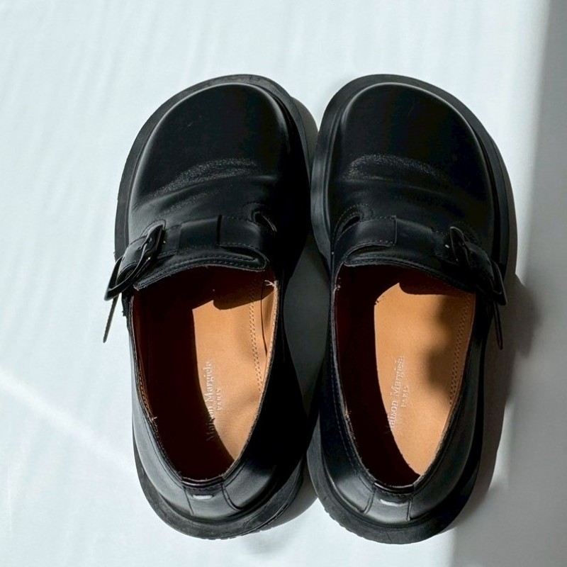 Maison Margiela 黑皮圓頭休閒鞋 麵包鞋-4
