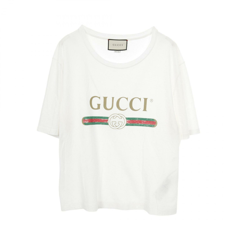 GUCCI 標誌水洗T卹，純棉，白色，L碼，二手男款-0