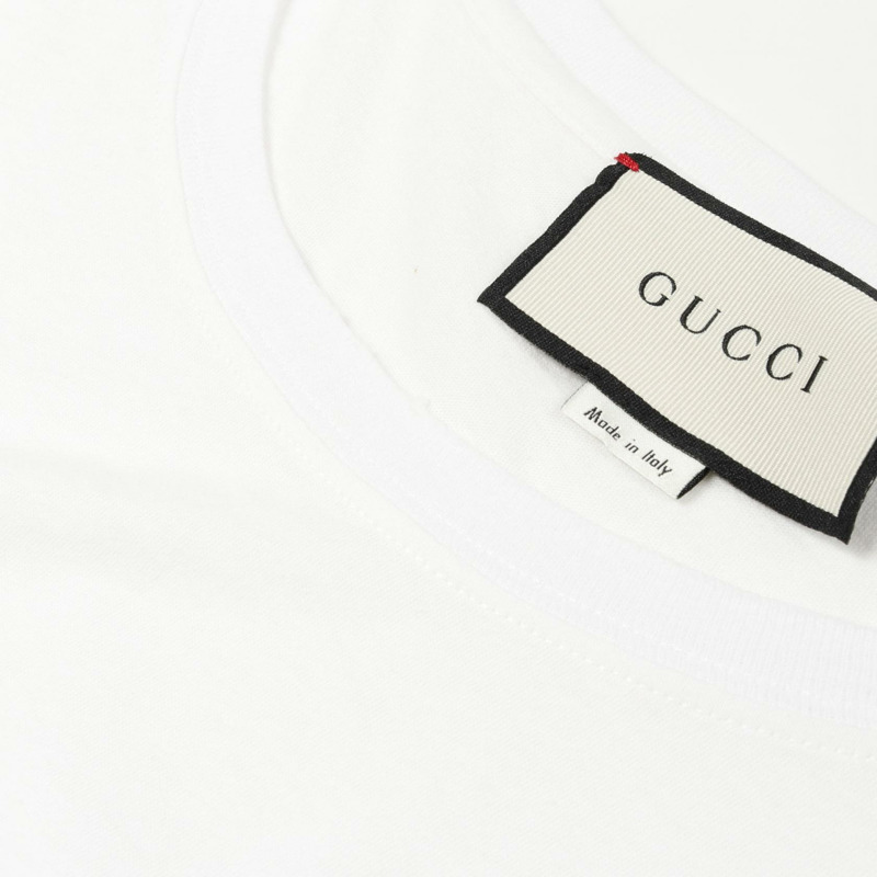 GUCCI 標誌水洗T卹，純棉，白色，L碼，二手男款-7