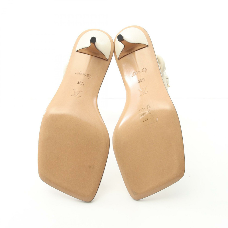 路易威登 (LOUIS VUITTON) 經典Logo涼鞋,白色真皮,36.5碼,二手女款-3