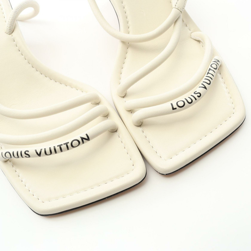 路易威登 (LOUIS VUITTON) 經典Logo涼鞋,白色真皮,36.5碼,二手女款-6